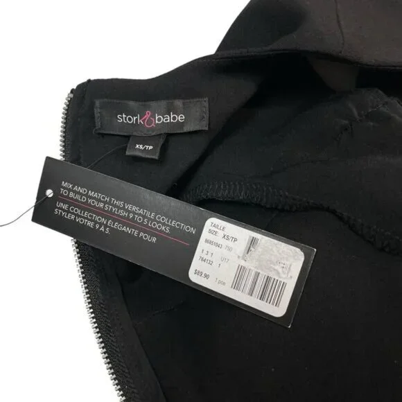 NWT STORK & BABE Maternity Ruffle Sheath Dress Sz XS Black - Picture 4 of 4